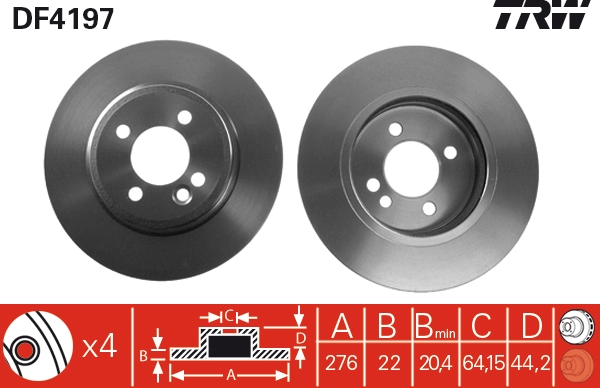TRW DF4197 Brake Disc for MINI