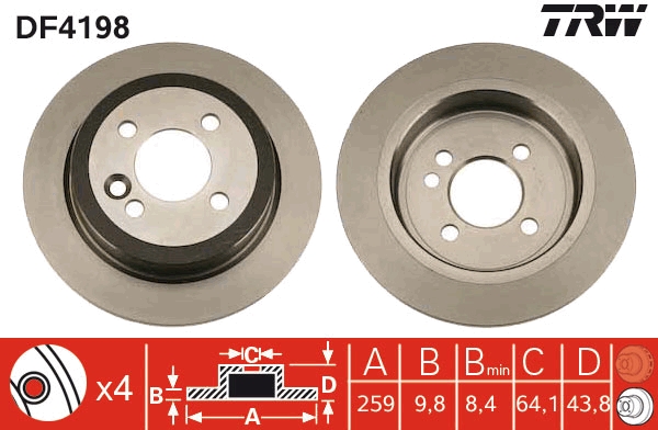 TRW DF4198 Brake Disc for MINI