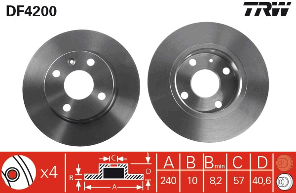 TRW DF4200 Brake Disc for...