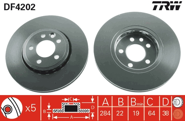 TRW DF4202 Brake Disc for...