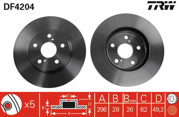 TRW DF4204 Brake Disc for...