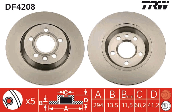TRW DF4208 Brake Disc for...