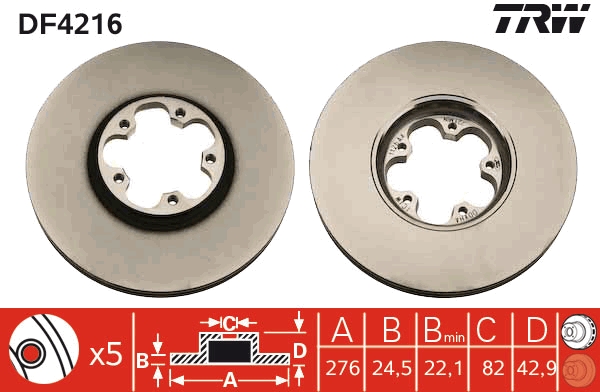 TRW DF4216 Brake Disc for...
