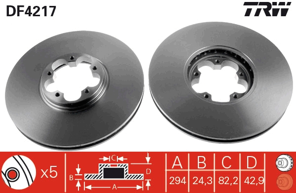 TRW DF4217 Brake Disc for...