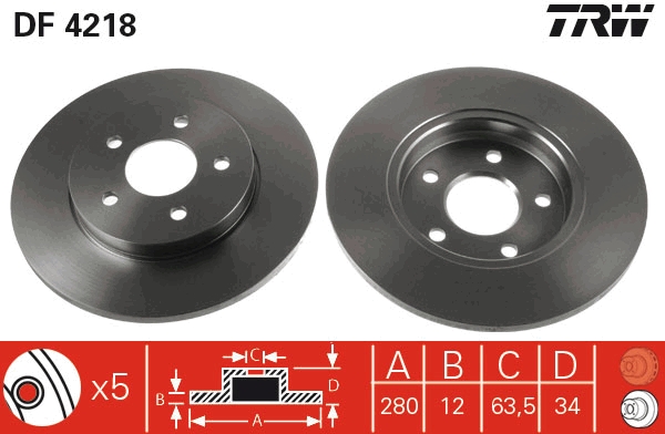 TRW DF4218 Brake Disc for...