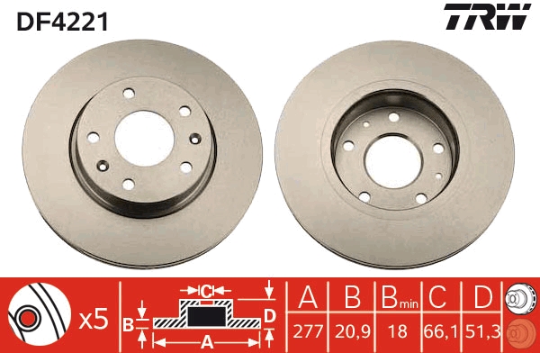TRW DF4221 Brake Disc for...