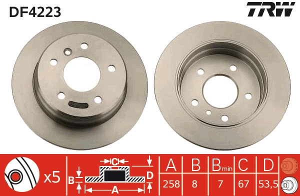 TRW DF4223 Brake Disc for...