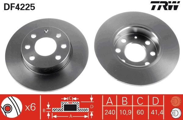 TRW DF4225 Brake Disc for...