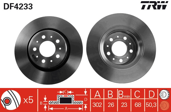 TRW DF4233 Brake Disc for...