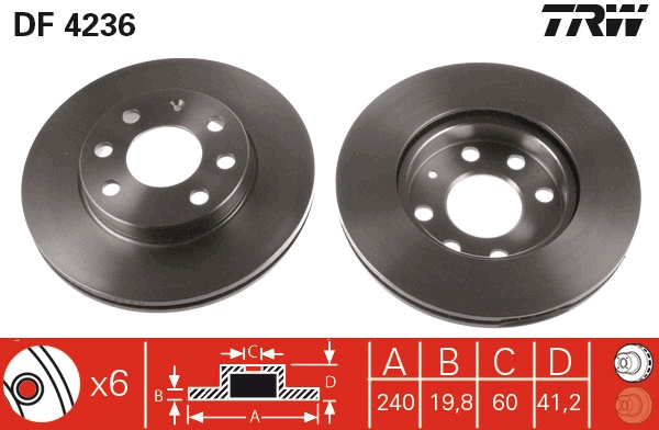 TRW DF4236 Brake Disc for...