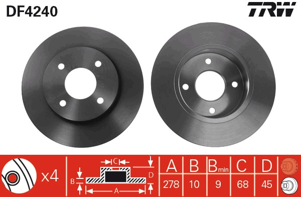 TRW DF4240 Brake Disc for...