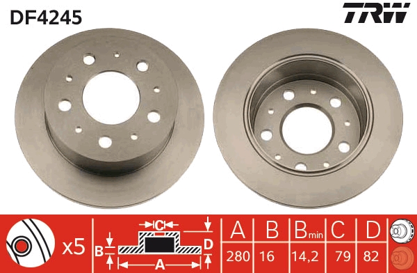 TRW DF4245 Brake Disc for...