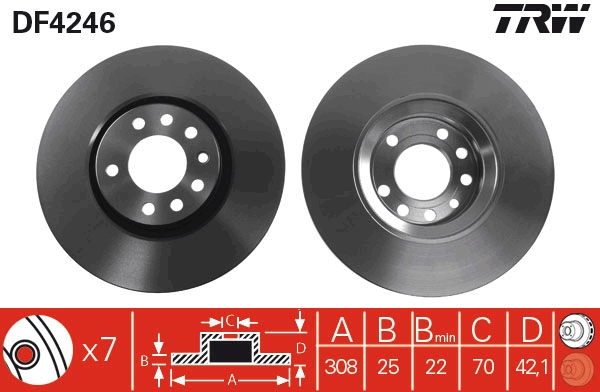 TRW DF4246 Brake Disc for...