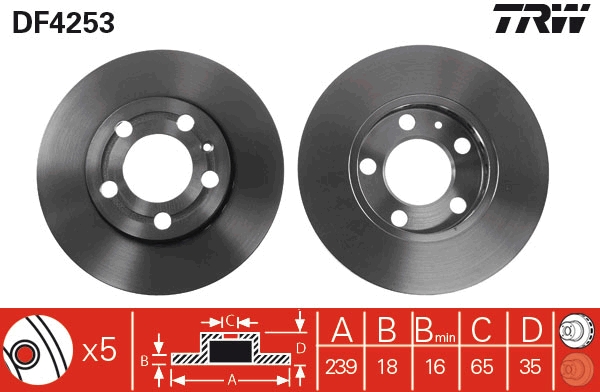 TRW DF4253 Brake Disc for...