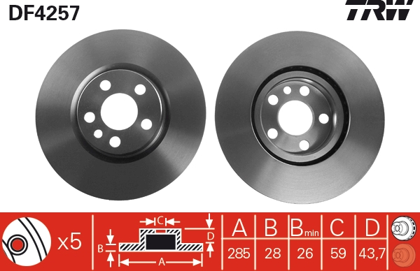 TRW DF4257 Brake Disc for...