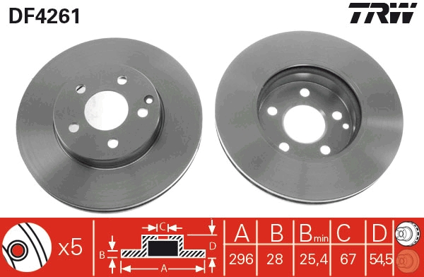 TRW DF4261 Brake Disc for...