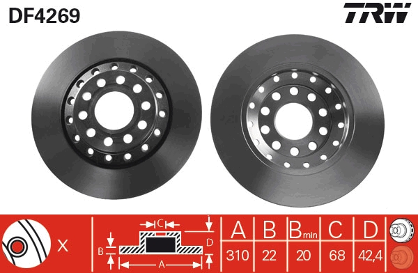 TRW DF4269 Brake Disc for...