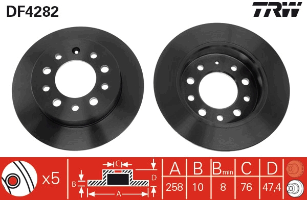 TRW DF4282 Brake Disc for...