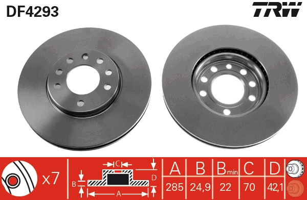 TRW DF4293 Brake Disc for...