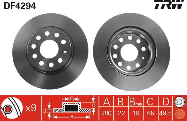 TRW DF4294 Brake Disc for...