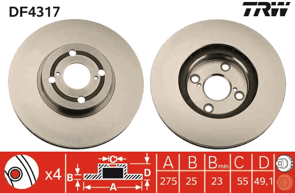 TRW DF4317 Brake Disc for...