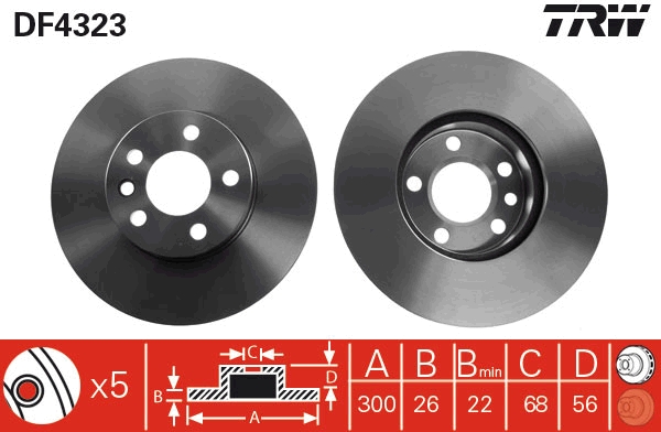TRW DF4323 Brake Disc for...