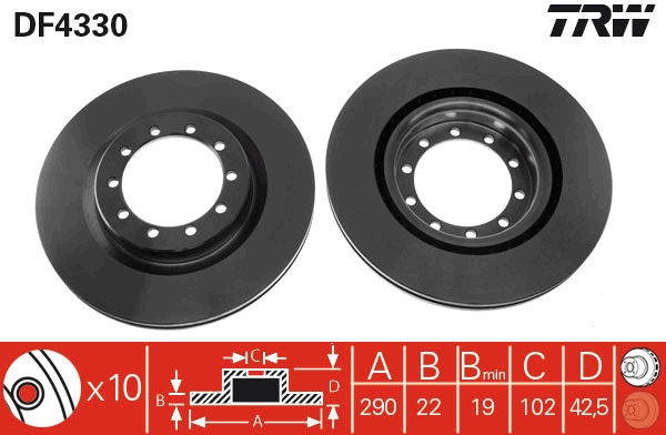 TRW DF4330 Brake Disc for...