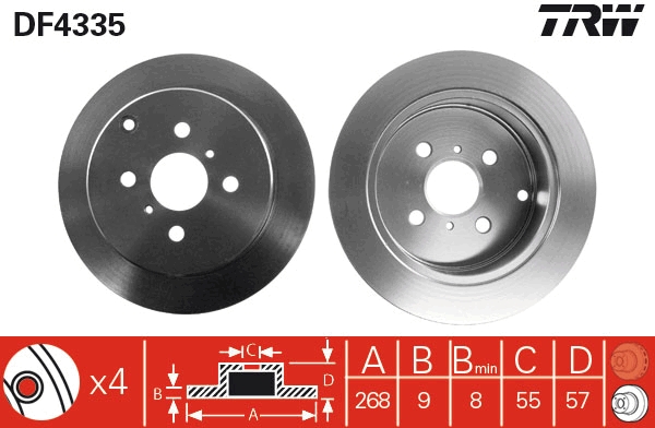 TRW DF4335 Brake Disc for...