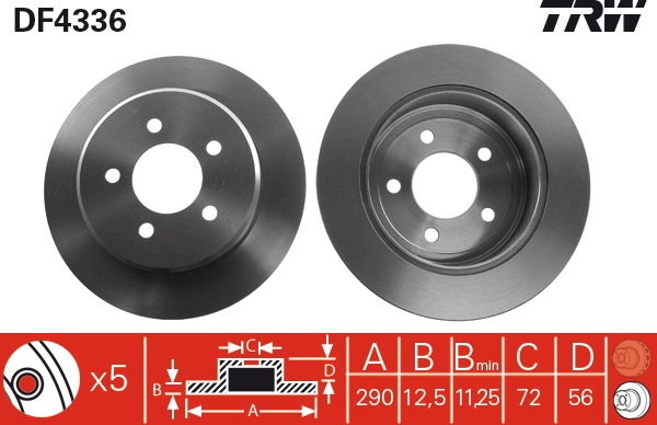 TRW DF4336 Brake Disc for...