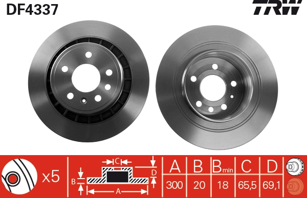 TRW DF4337 Brake Disc for SAAB