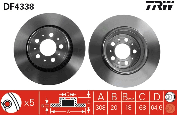 TRW DF4338 Brake Disc for...