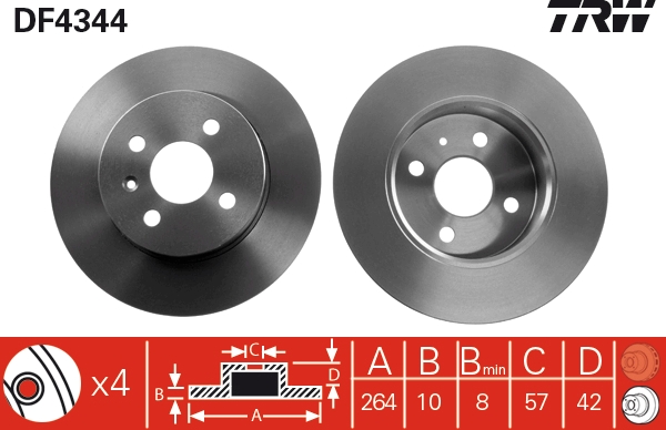 TRW DF4344 Brake Disc for...