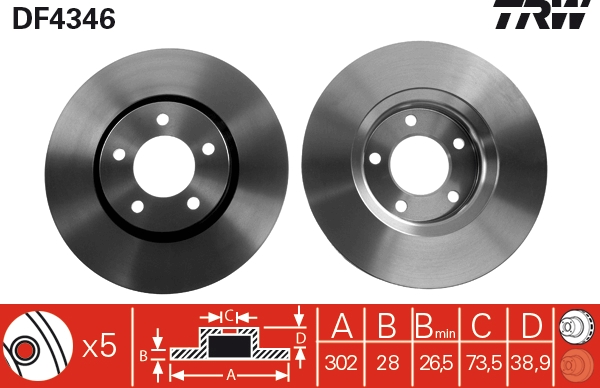 TRW DF4346 Brake Disc for...
