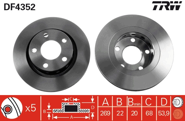 TRW DF4352 Brake Disc for...