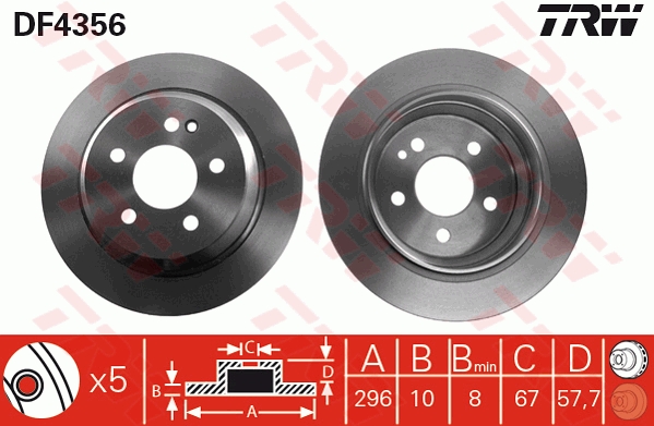 TRW DF4356 Brake Disc for...