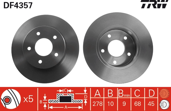 TRW DF4357 Brake Disc for...