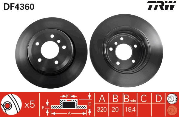 TRW DF4360 Brake Disc for...