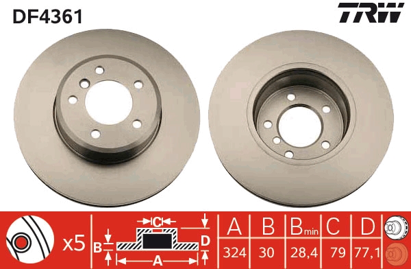 TRW DF4361 Brake Disc for...