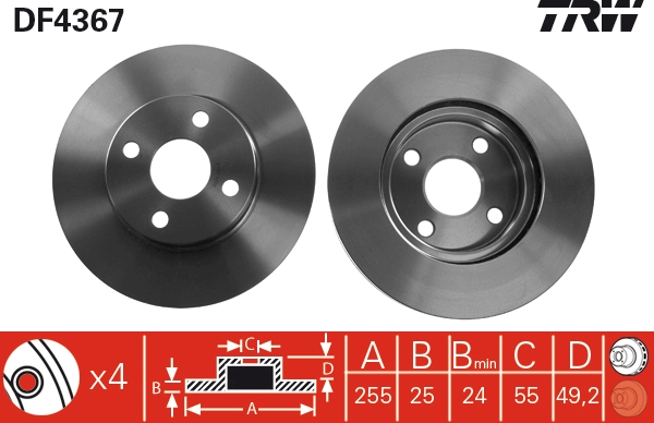 TRW DF4367 Brake Disc for...