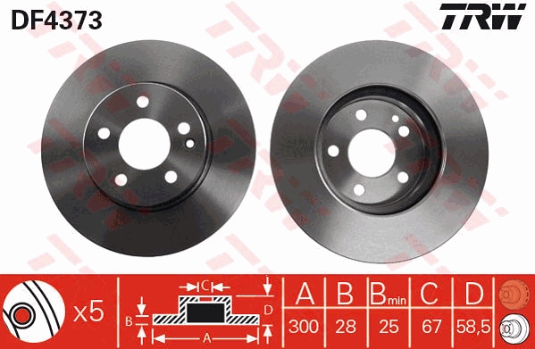 TRW DF4373 Brake Disc for...