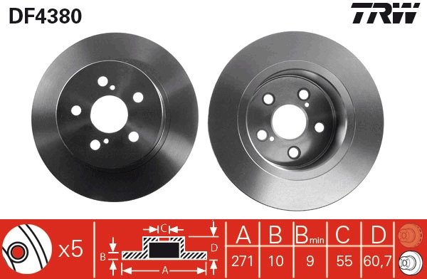 TRW DF4380 Brake Disc for...