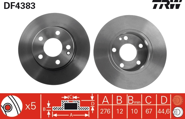 TRW DF4383 Brake Disc for...