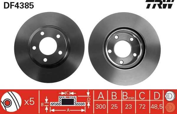 TRW DF4385 Brake Disc for...