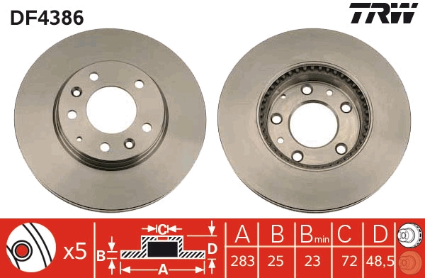 TRW DF4386 Brake Disc for...