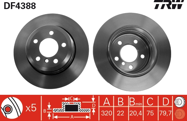 TRW DF4388 Brake Disc for BMW