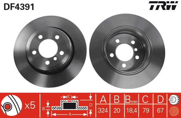 TRW DF4391 Brake Disc for BMW