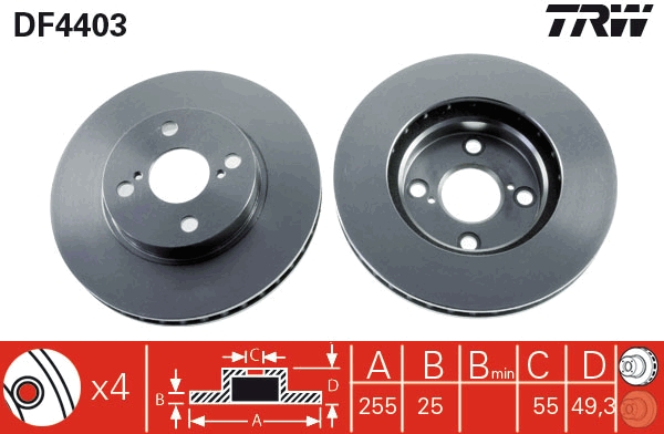 TRW DF4403 Brake Disc for...