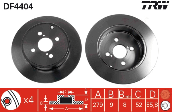 TRW DF4404 Brake Disc for...