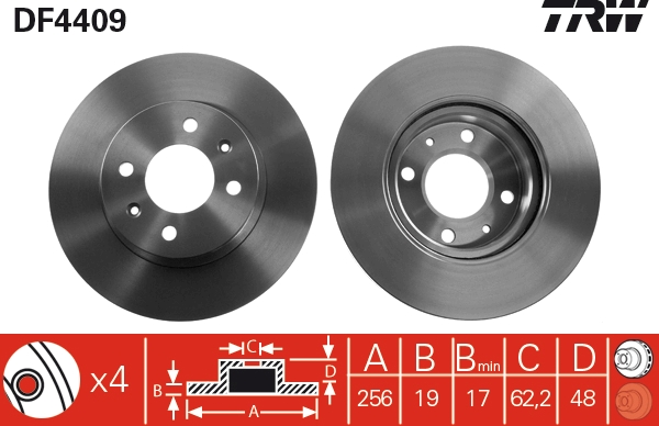 TRW DF4409 Brake Disc for...