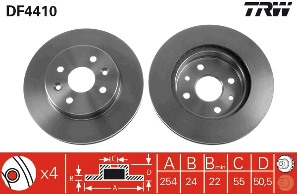TRW DF4410 Brake Disc for KIA